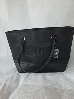 GUESS Black Embossed Logo Tote